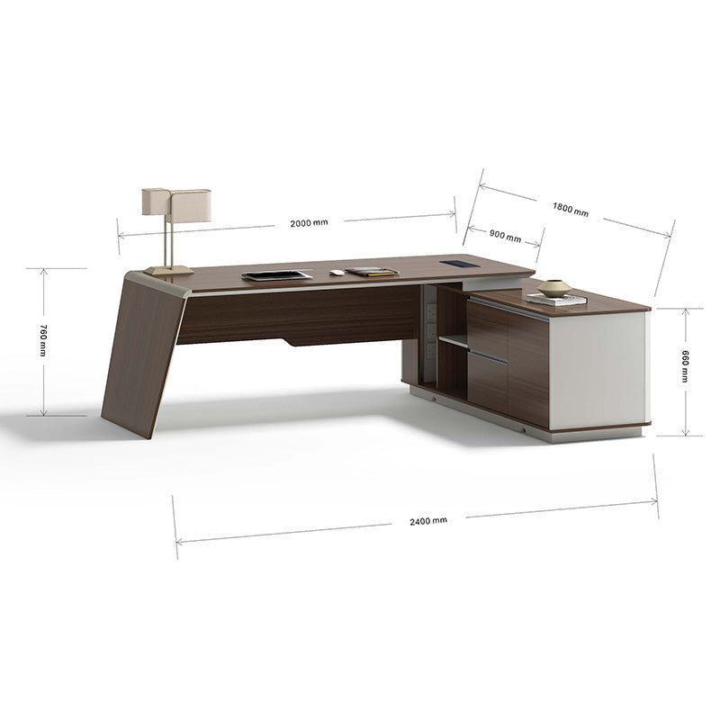 ANDERS Executive Desk Reversible Return 2.4M - Australian Gold Oak & Beige