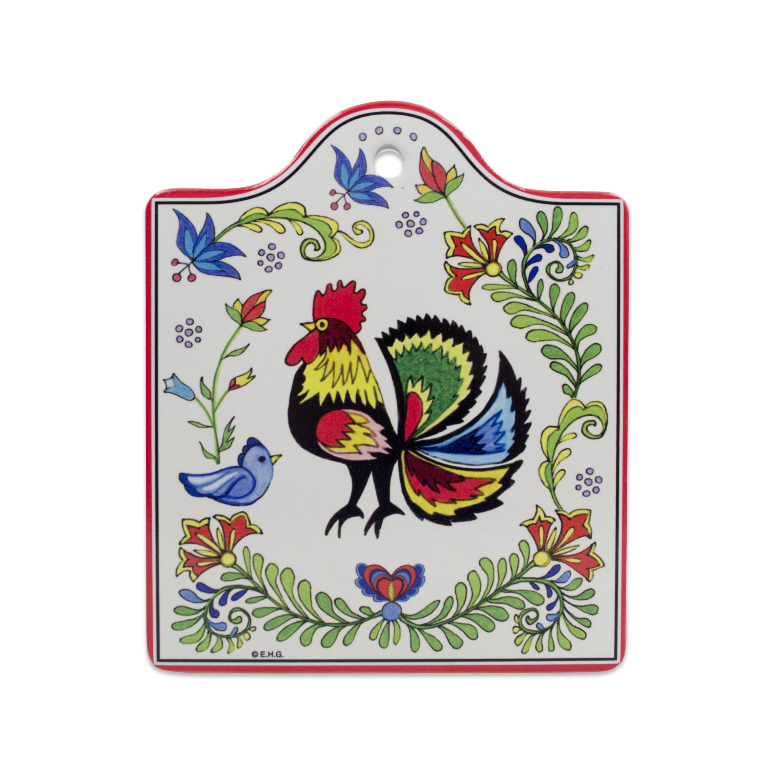 Ceramic Cheeseboard with Cork Backing: Rooster