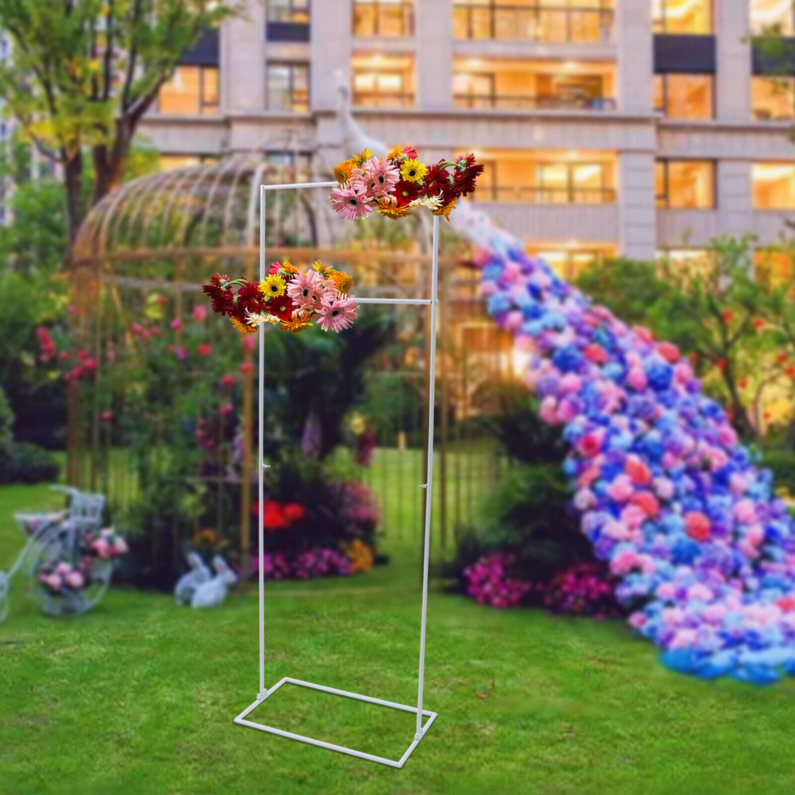 White Wedding Arch Rack 61.02" Wedding Party Backdrop Stand Flower Display Arch