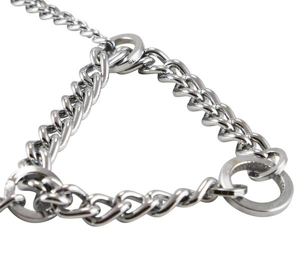 Single Chain Martingale Metal Dog Semi Choke Collar Chrome 8 Sizes (4mm Link: 20