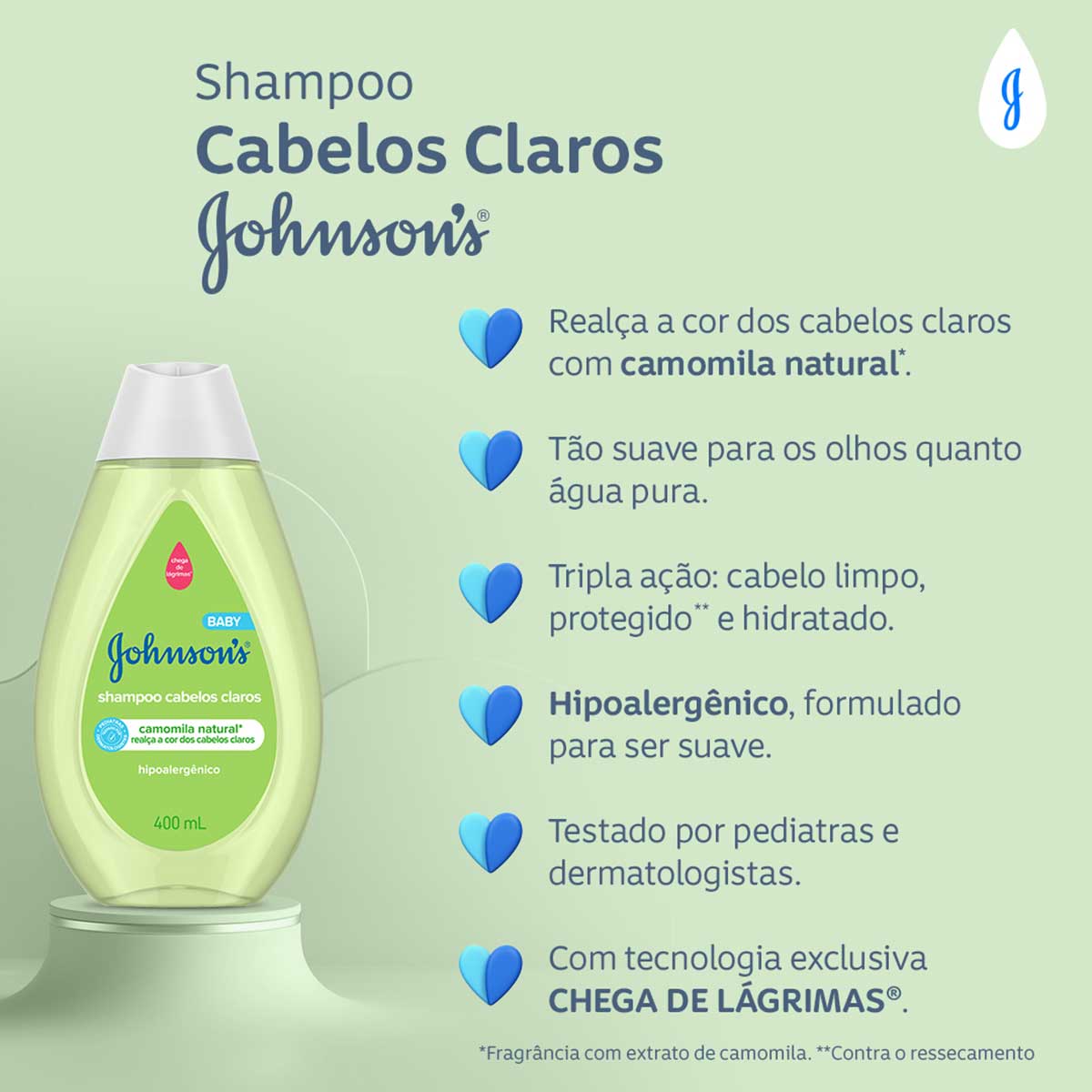 Shampoo Para Bebe Johnson's Baby Para Cabelos Claros 400ml