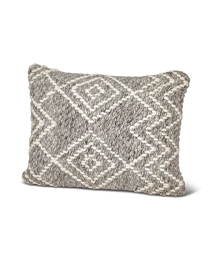 Anaya Home Grey Diamond Woven Down Lumbar Pillow