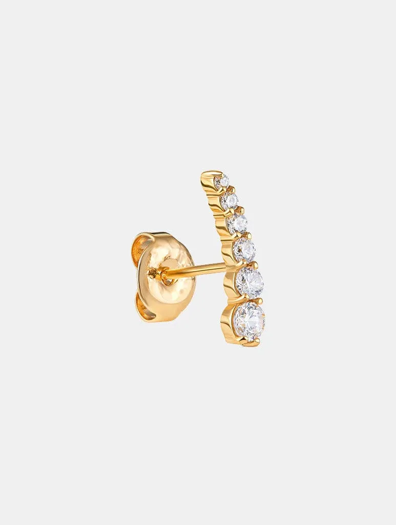 Golden Serenity Crescent Stud Earrings