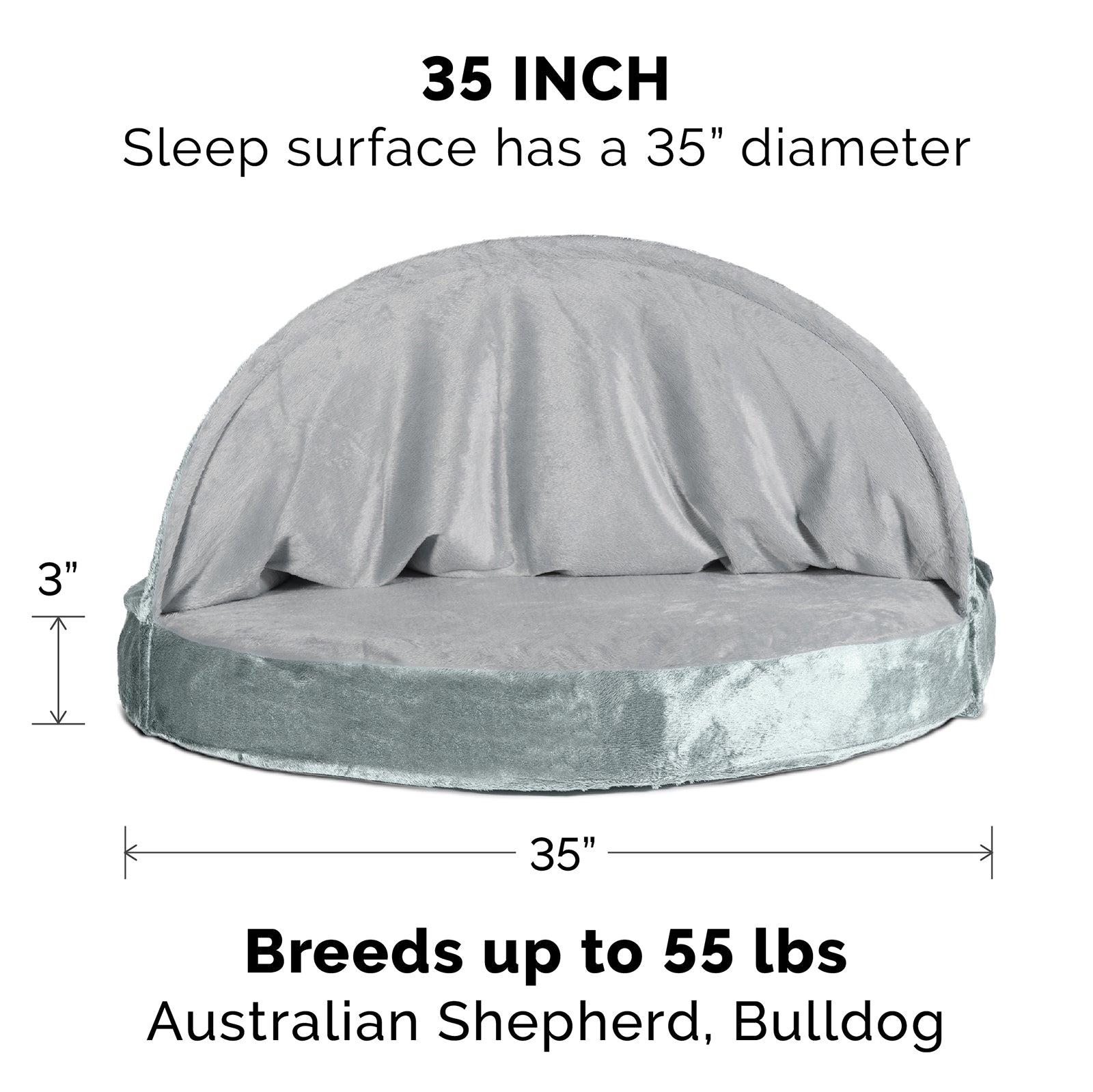 FurHaven | Cooling Gel Microvelvet Snuggery Pet Bed for Dogs and Cats， Gray， 35-Inch