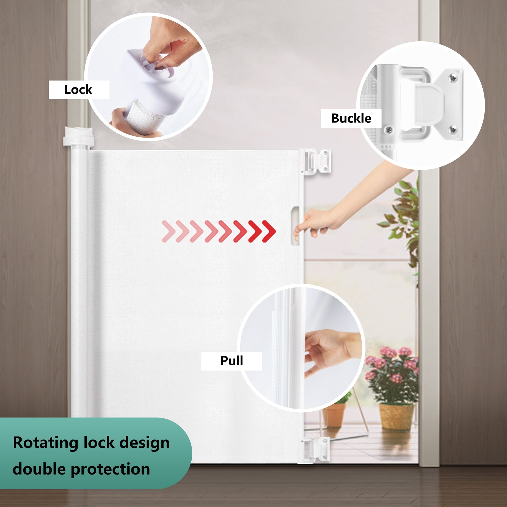 Baby Gate for Doorway， WeGuard Extra Wide Child Safety Gate or Pet Dog Gate 34