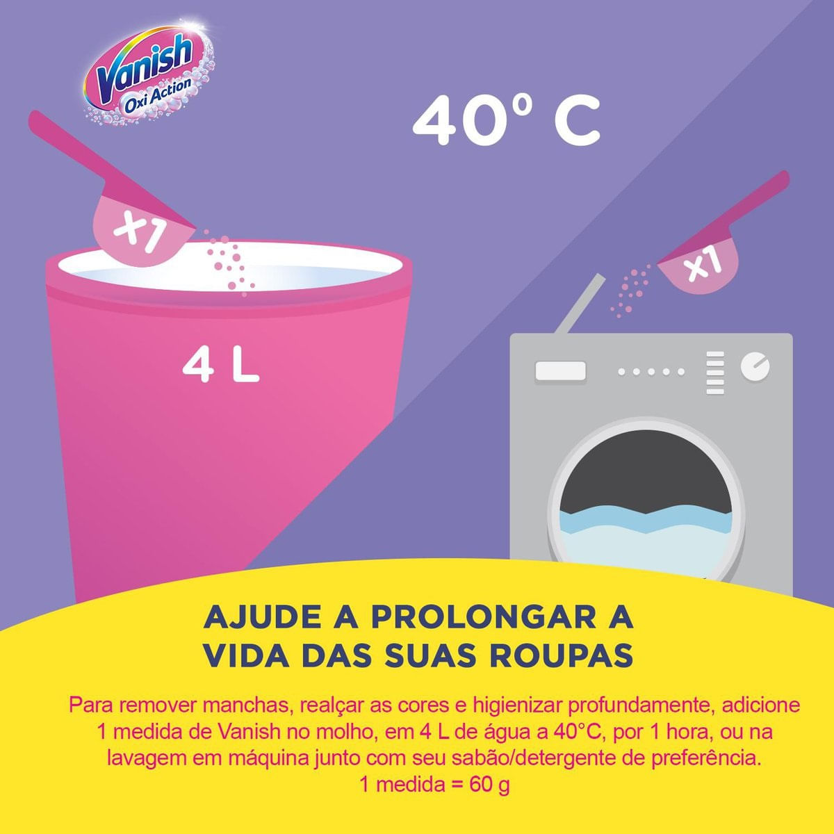 Tira Manchas em Po Vanish Oxi Action para roupas coloridas 240g