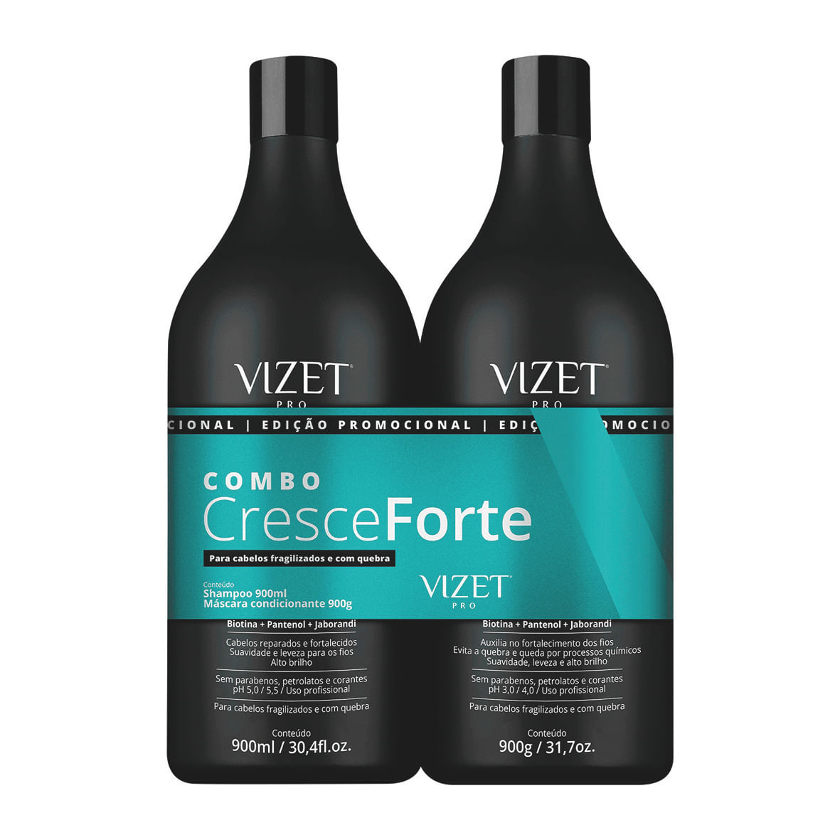 Shampoo 900ml + Mascara Condicionante Cresce Forte Vizet 900ml