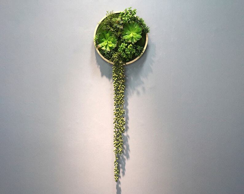 Realistic Faux Artificial Succulents Living Wall Art Decor Wood Framed