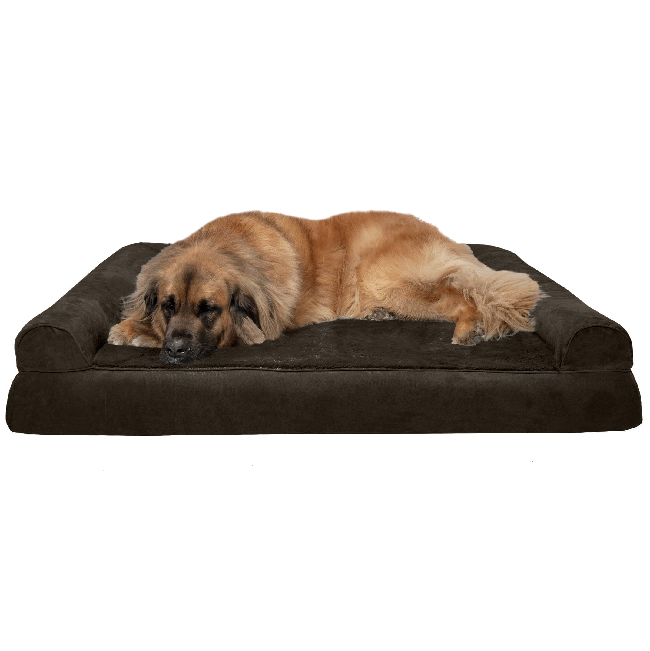 FurHaven | Orthopedic Ultra Plush Sofa Pet Bed for Dogs and Cats， Espresso， Jumbo Plus