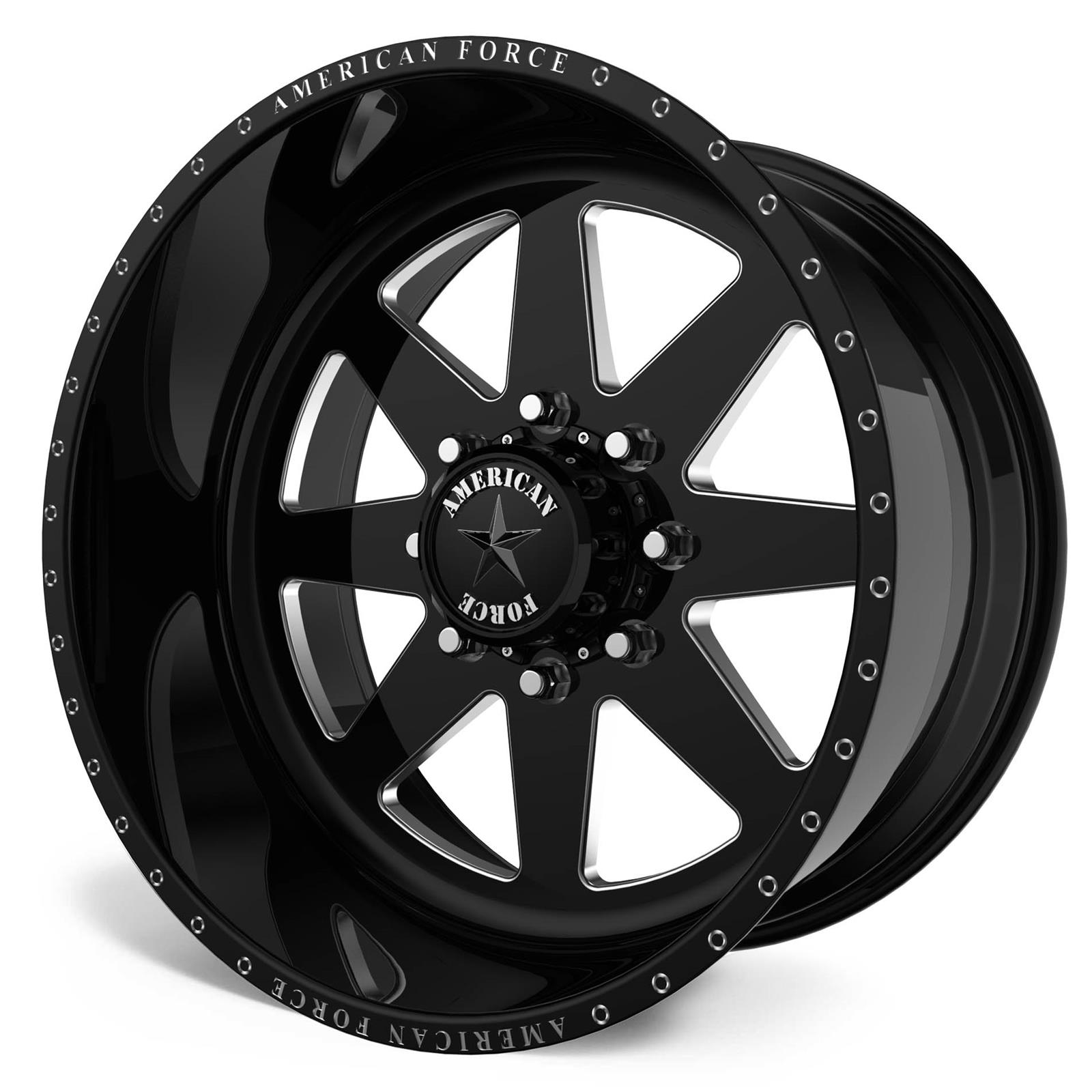American Force Wheels AFTC11F25-2-20 American Force Independence SS8 Series Gloss Black Wheels with Machined Windows