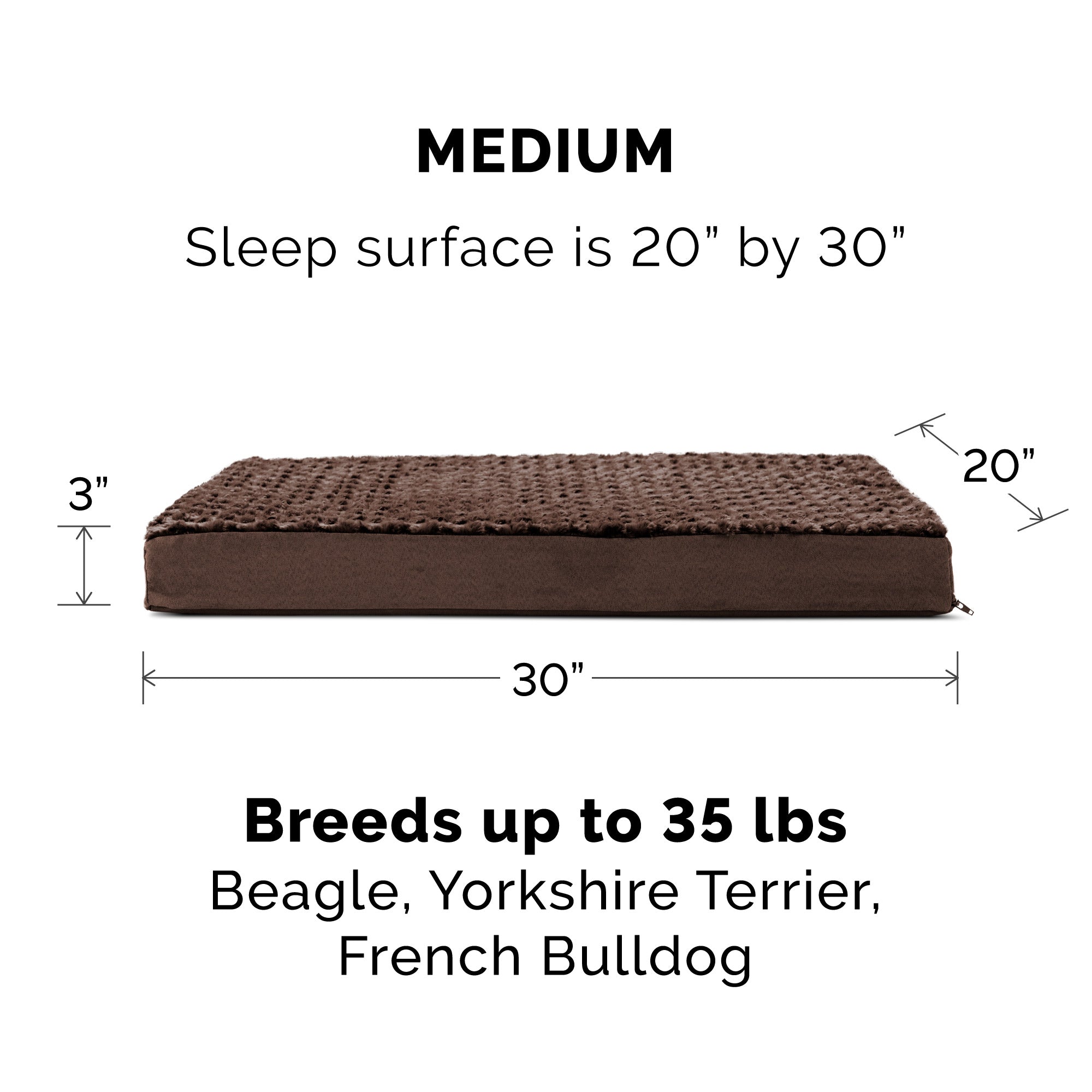 FurHaven Pet Products | Deluxe Orthopedic Ultra Plush Mattress Pet Bed for Dogs and Cats， Chocolate， Medium