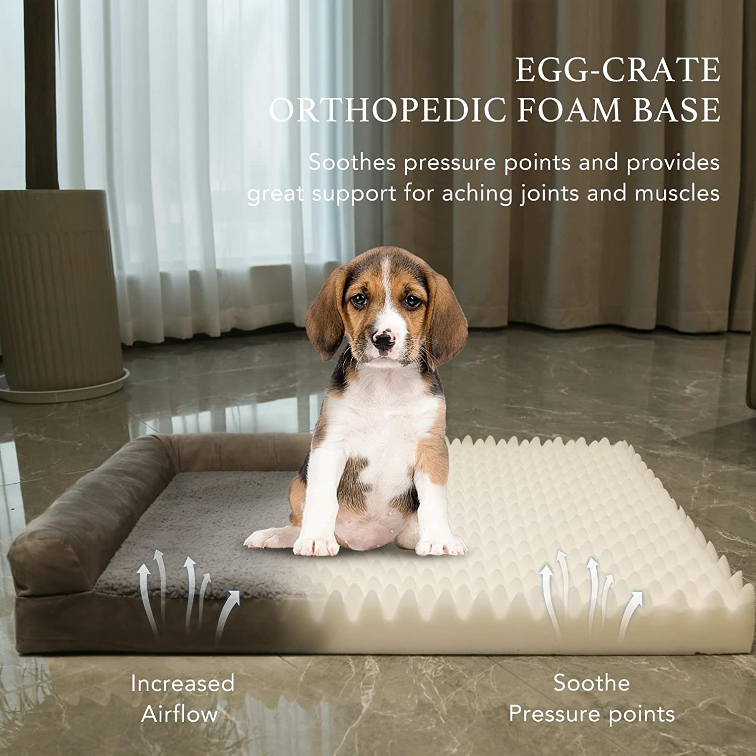 Grezone Orthopedic Dog Beds Furniture for Small/Medium/Large/Extra Large Pet Dog Cat Bed Sofa Puppy Supplies Bed Removable Washable Cover Waterproof Lining Non Skid Bottom Memory Foam Dog Couch Bed