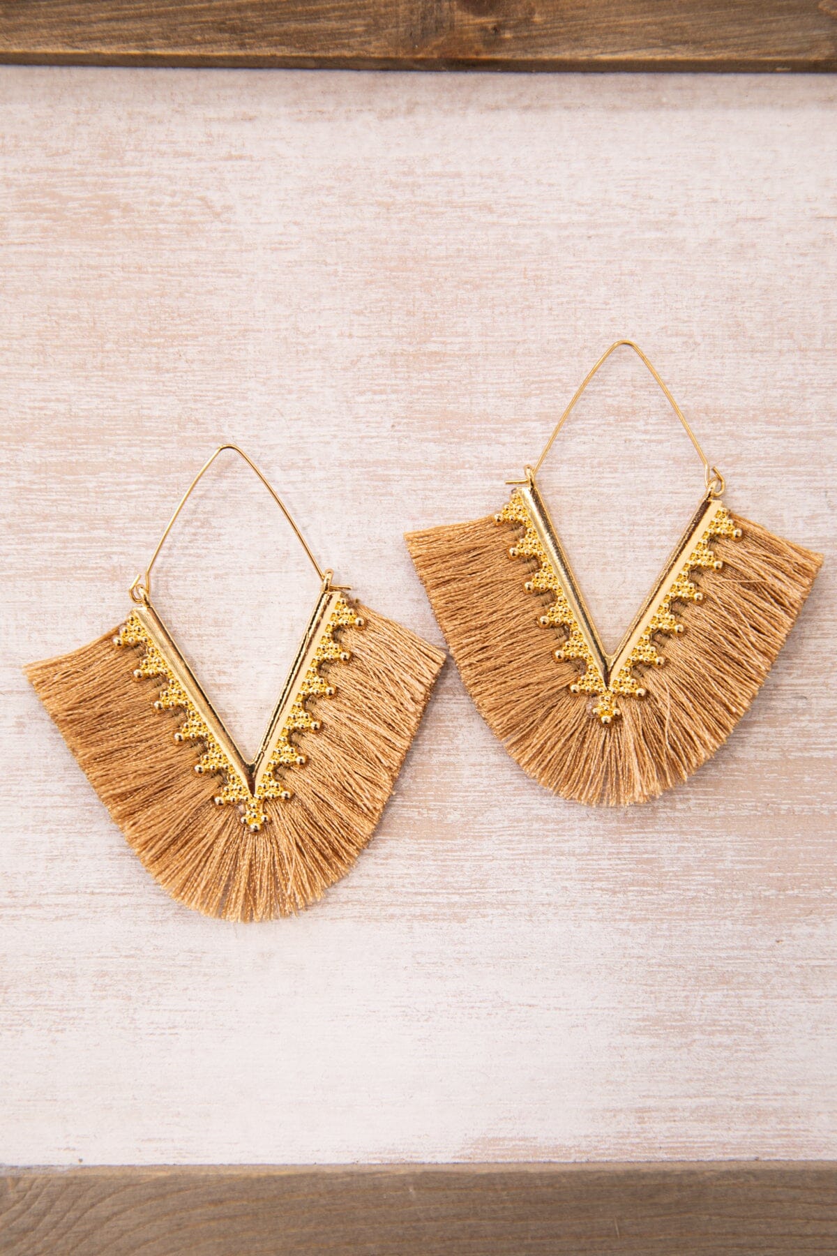 Mocha and Gold Tassel Earrings