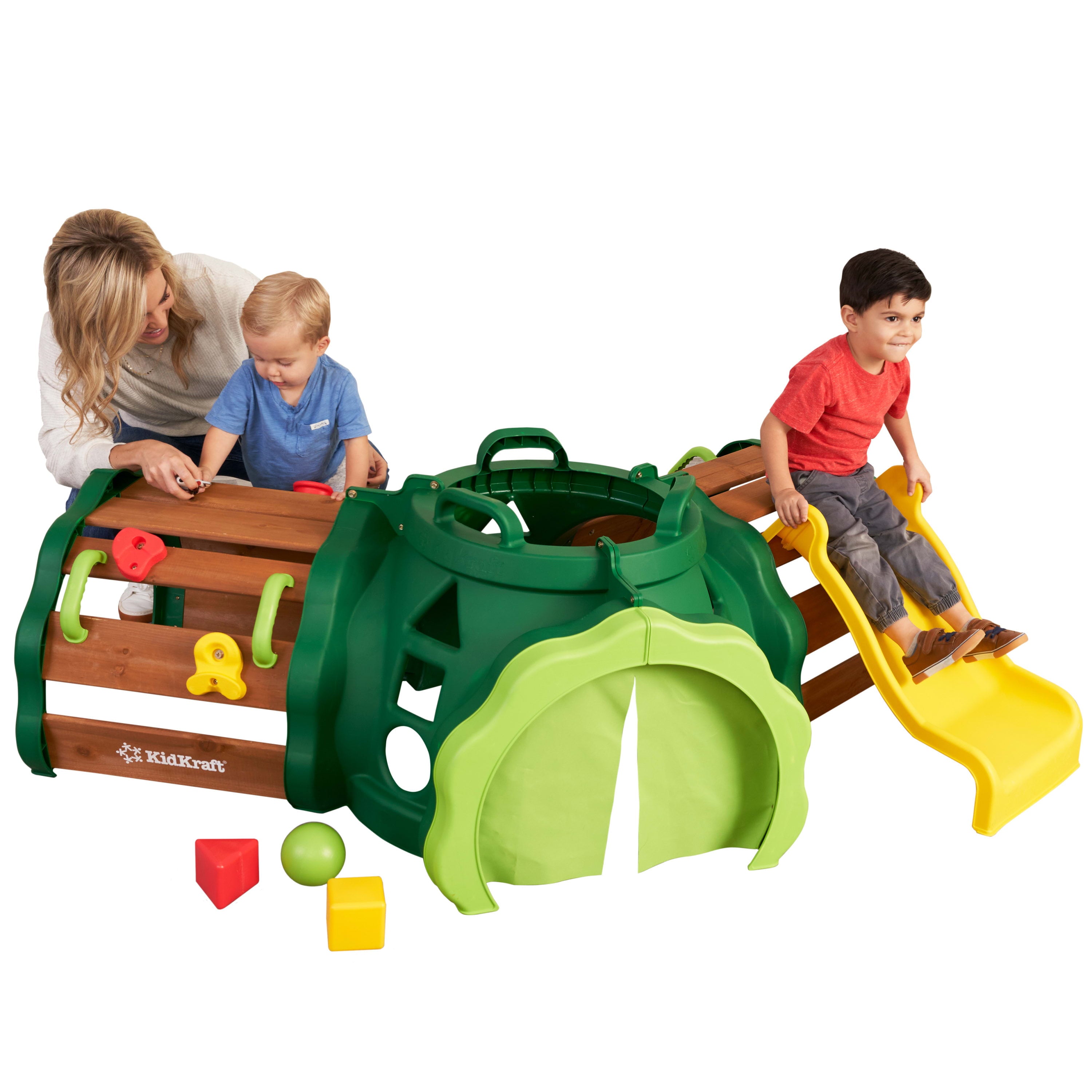 KidKraft Hideout Hollow Toddler Climber with Slide， Shapes and Peek-a-Book Flap