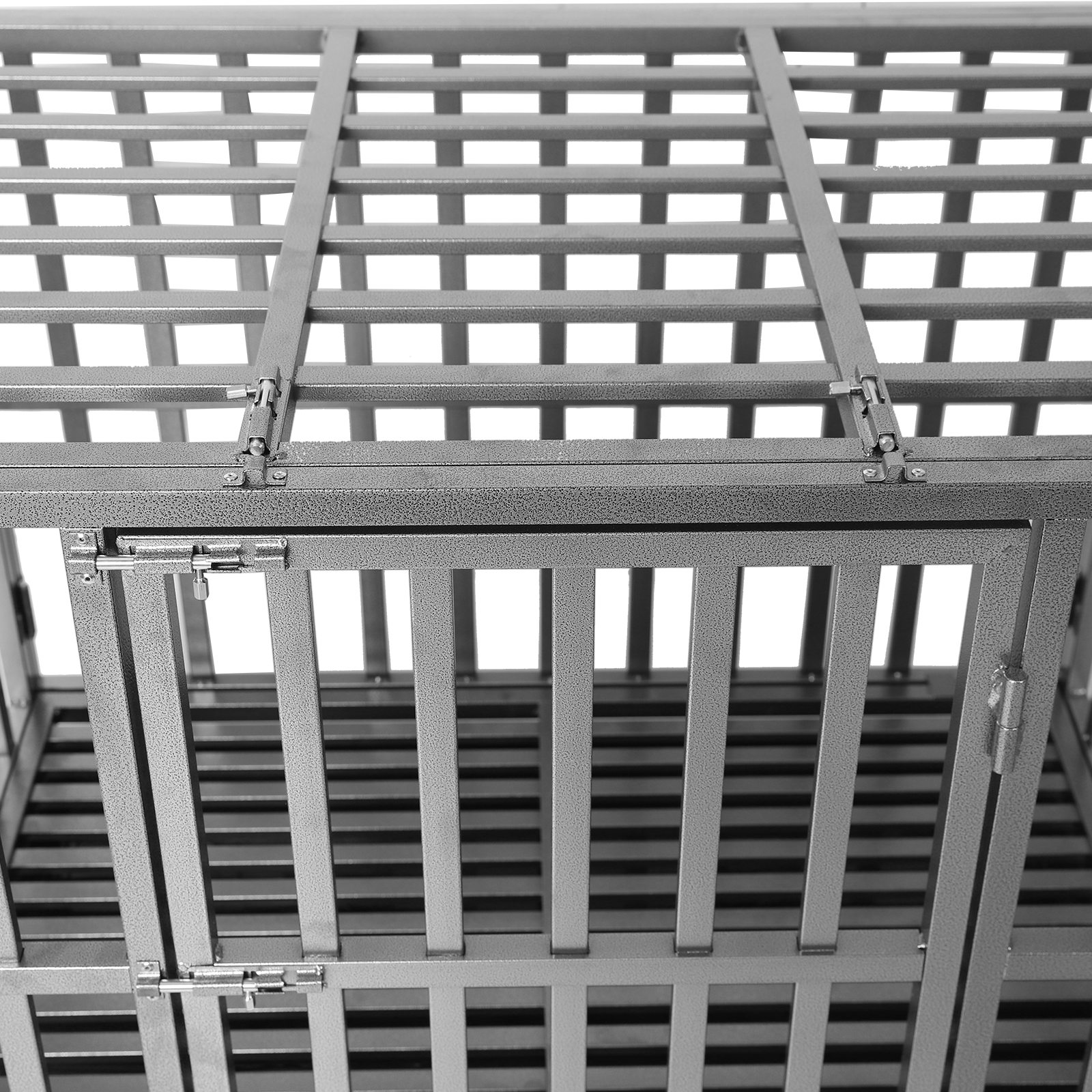 Confote 37Inch Heavy Duty Dog Kennel Strong Metal Dog Cage Pet Crate for Small and Medium Dogs with Four Lockable Wheels， Removeable Tray(Stretching Install)