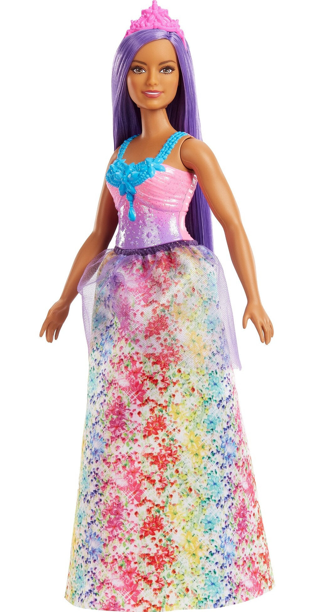 Barbie Dreamtopia Princess Doll & Accessories, Curvy Body, Purple Hair, Skirt, Necklace & Tiara