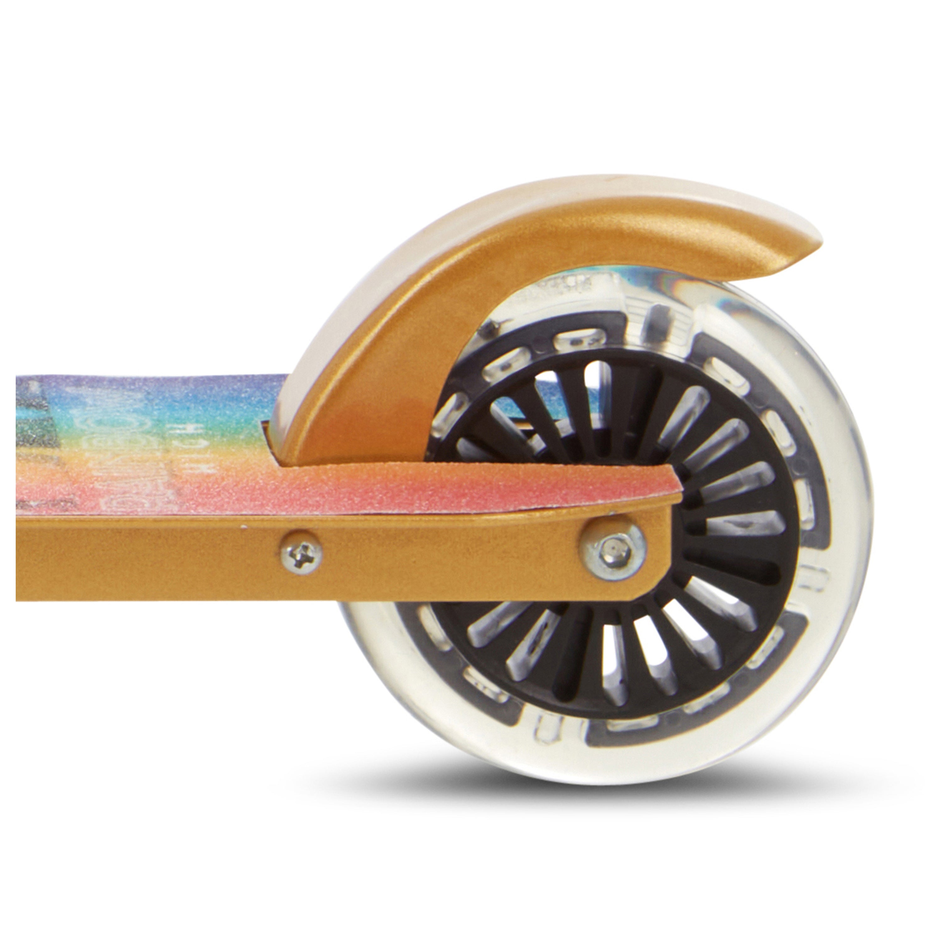 Rainbow High Licensed 2 Wheel Scooter with Light-Up Wheels and Rear Break for Kids