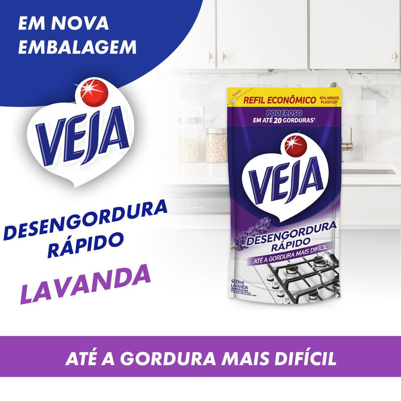 Veja Desengordura Rapido Limpador Lavanda Refil 400ml