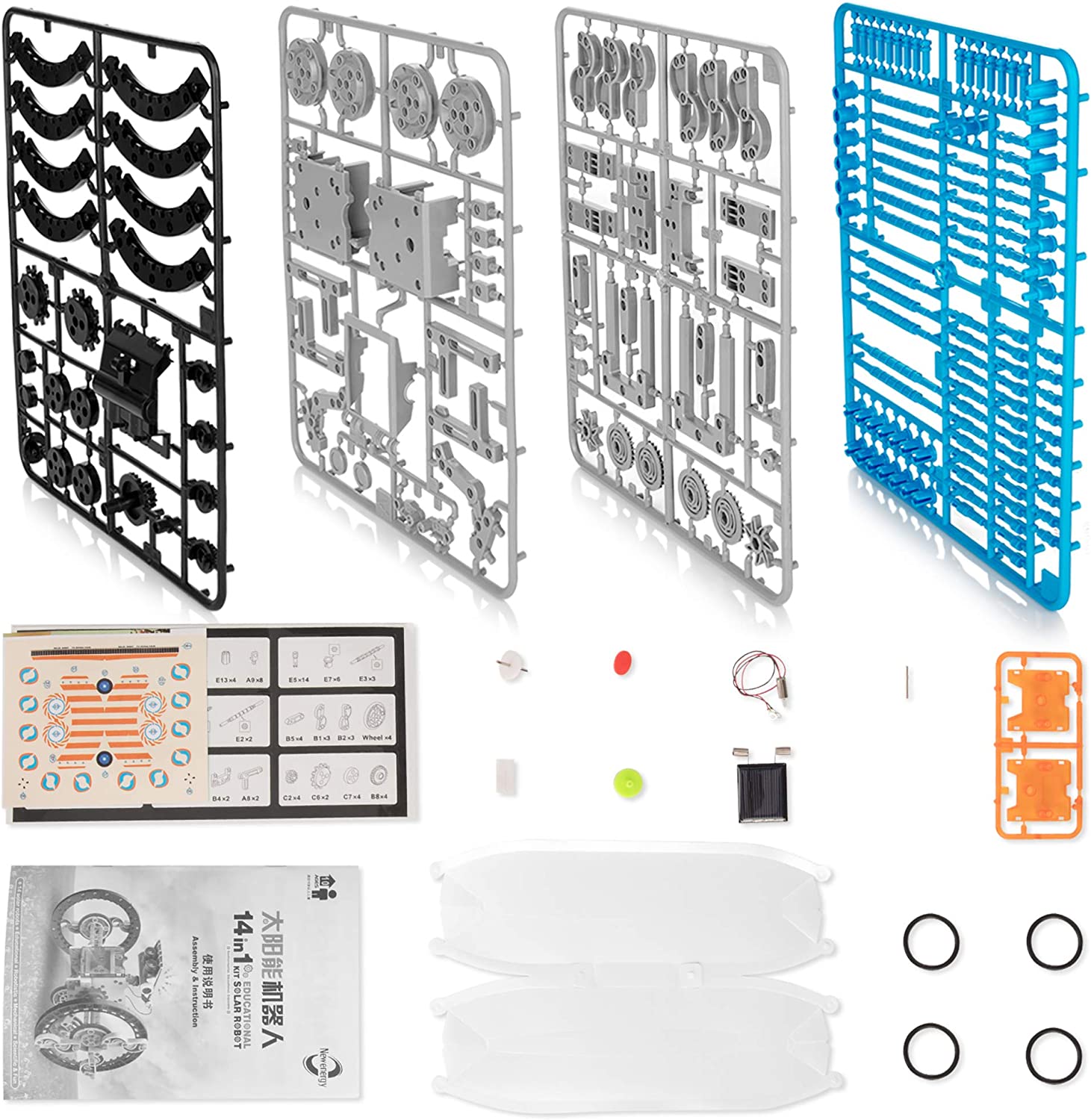 Fitfirst STEM Solar Robot Toy， 14-in-1 Educational STEM Creation Science Toy， Solar Power Building Kit DIY Assembly Battery Operated Robotic Set for Kids， Teens and Science Lovers(Battery Include)