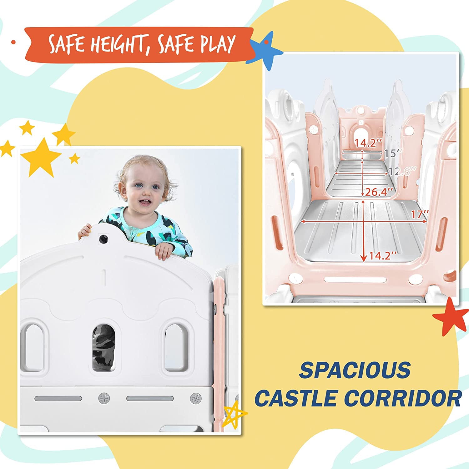 Track 7 Kids Slide 6-in-1，Kids Playground Slide with Climber，Basketball Hoop，Tunnel and Storage Space，Outdoor Indoor Slide Playset for Toddlers Age 1+，Pink