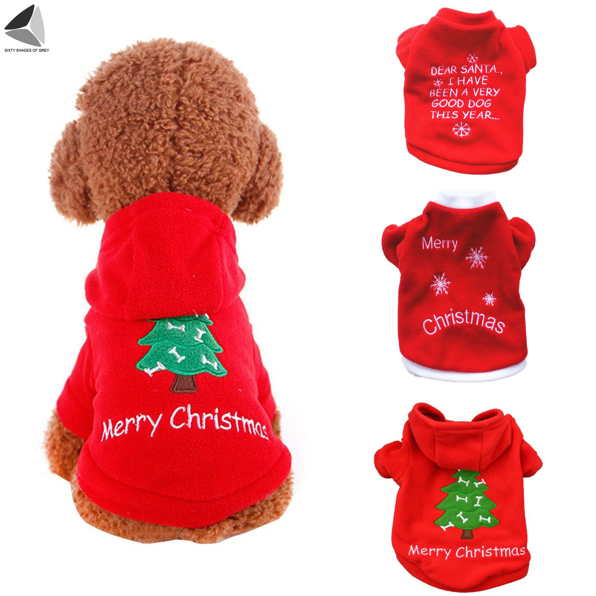 Sixtyshades Christmas Dog Clothes Super Soft and Warm Pet Vest Sweater Shirts for Small Dogs Cats Puppy (M， Merry Christmas)