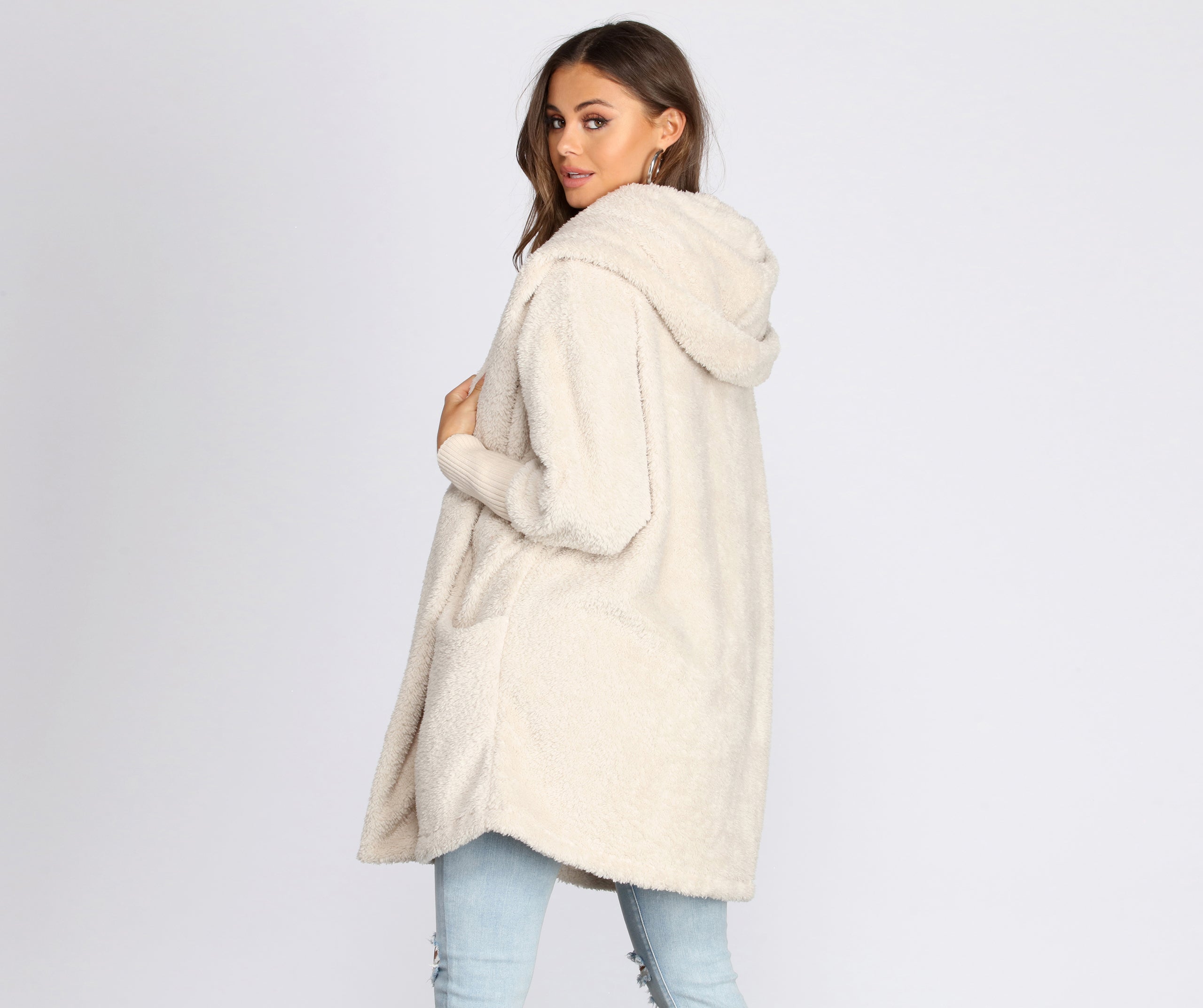 Super Soft Faux Fur Knit Sweater Jacket