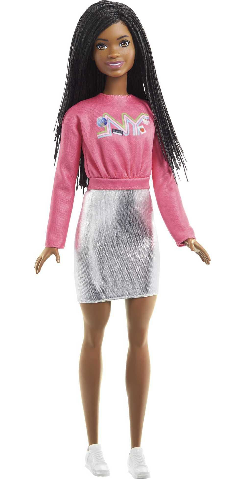 Barbie It Takes Two Brooklyn Doll with Braided Hair, Pink NYC Shirt, Metallic Skirt & Shoes