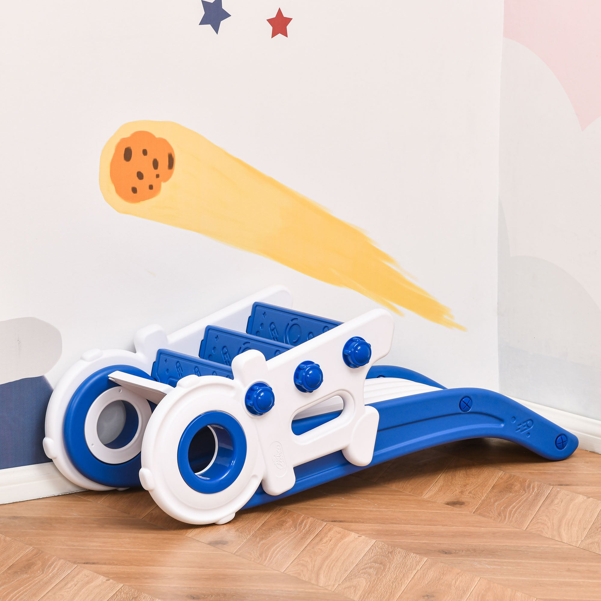 Qaba Folding Kids Slide， Small Freestanding Astronaut Climber for Ages 1-3 Years