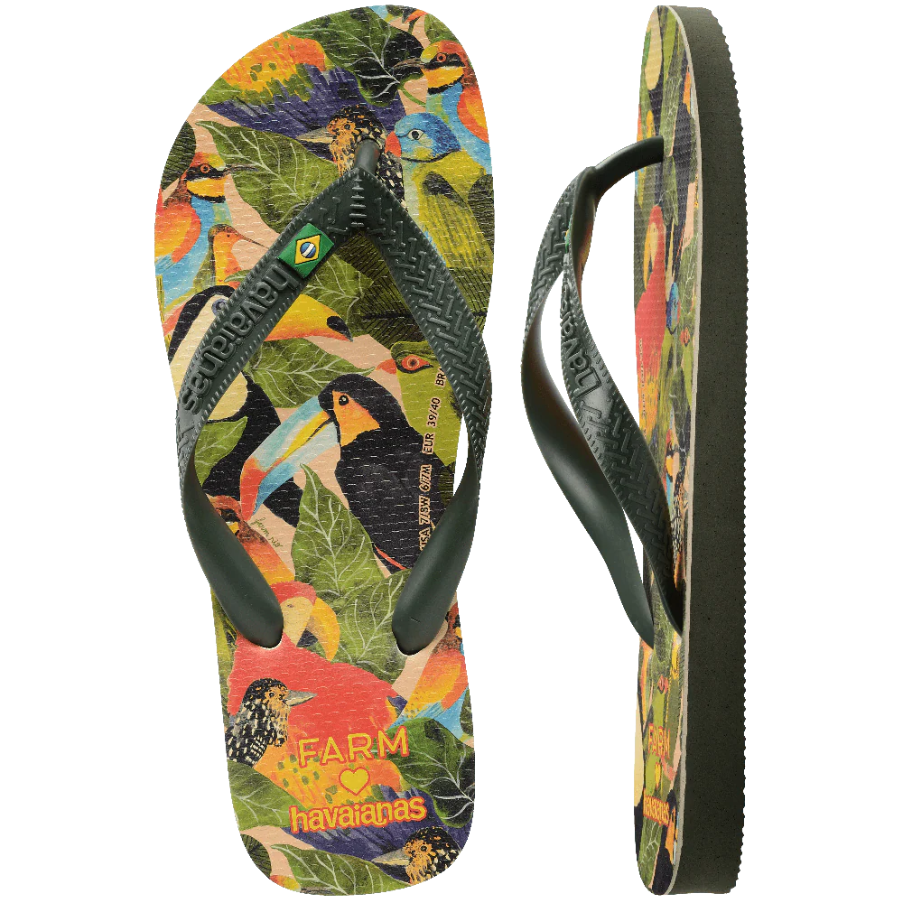 Chinelo Havaianas Farm Folhagens De Pássaros