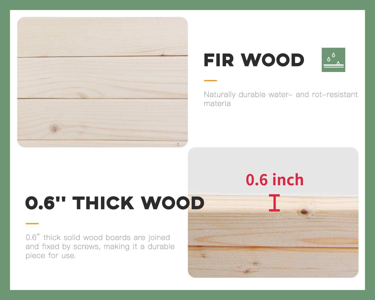 Square Garden Raise Bed Elevated Garden Bed Wood Planter Box Kit For Vegetable Flower Wooden Garden Box Patio Greenhouse Outdoor Yard Gardening Planter Box