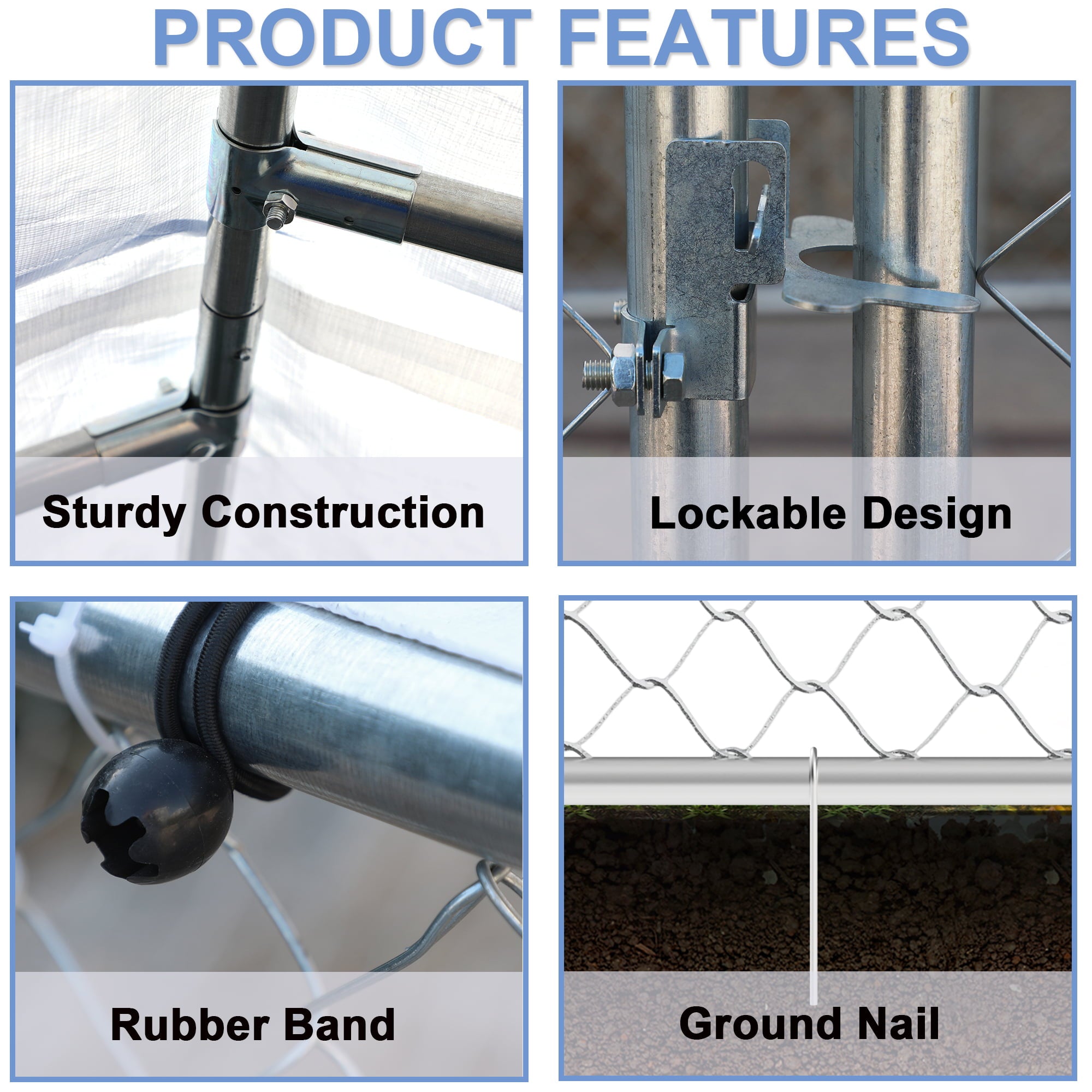 LZBEITEM 10 x 10ft Outdoor Pet Dog Run Kennel Shade Cage Enclosure Playpen w/ Cover Playpen