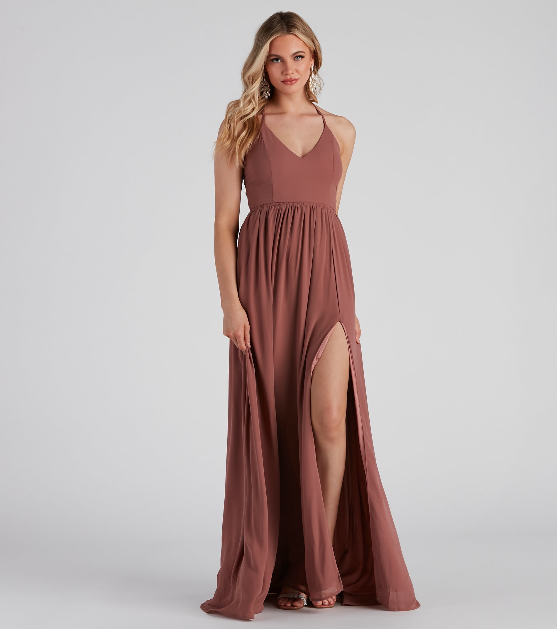 Shailene Lace Back Chiffon Formal Dress