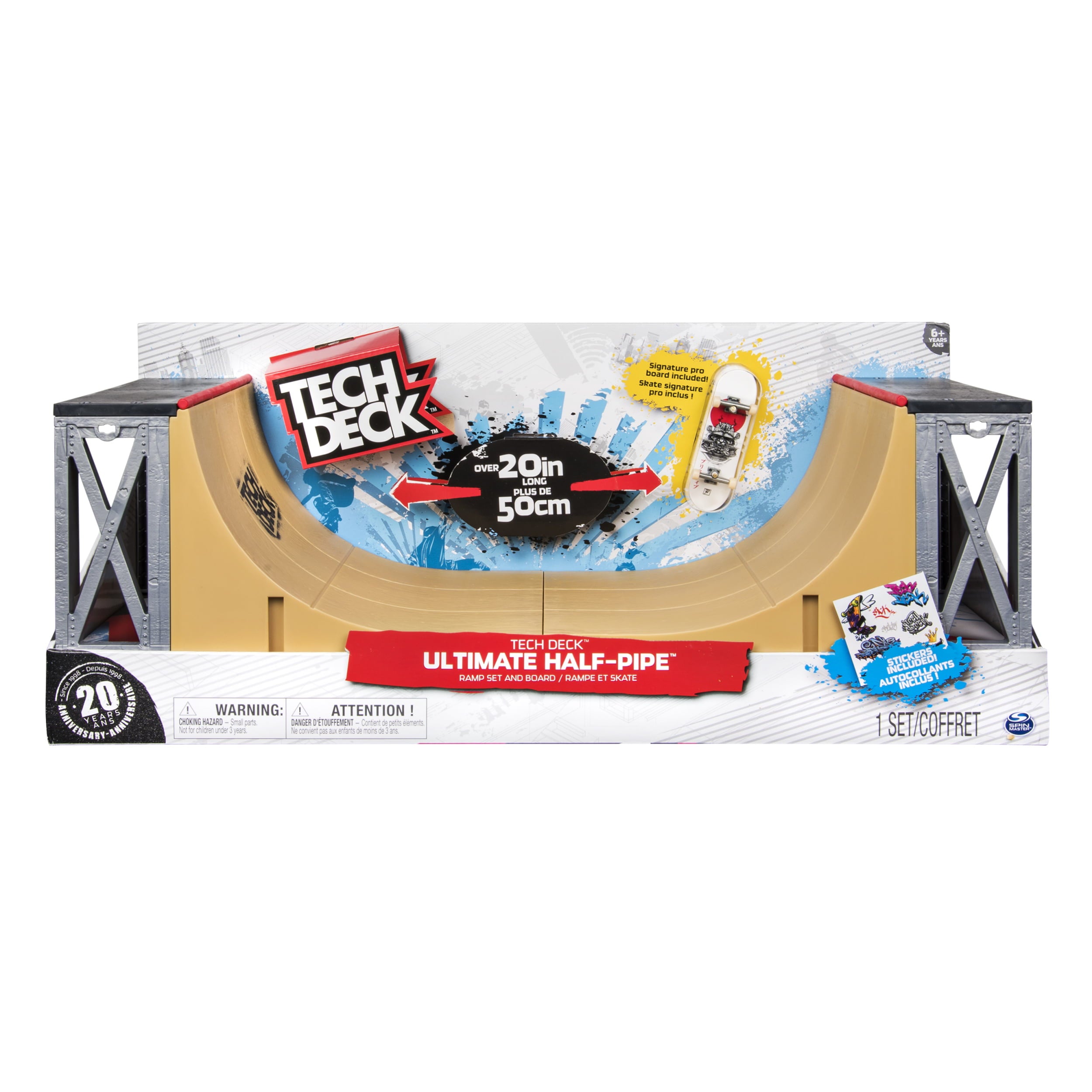 Tech Deck - Ultimate Half-Pipe Ramp and Exclusive Primitive Pro Model Finger Board， Cars and truck， Ages 6 and Up