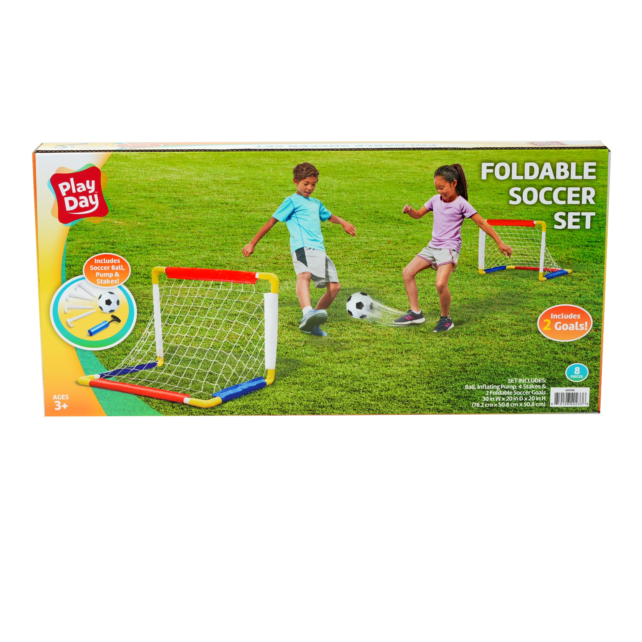 Play Day Foldable Soccer Set， Beginner Sports Soccer Game， Children Ages 3+