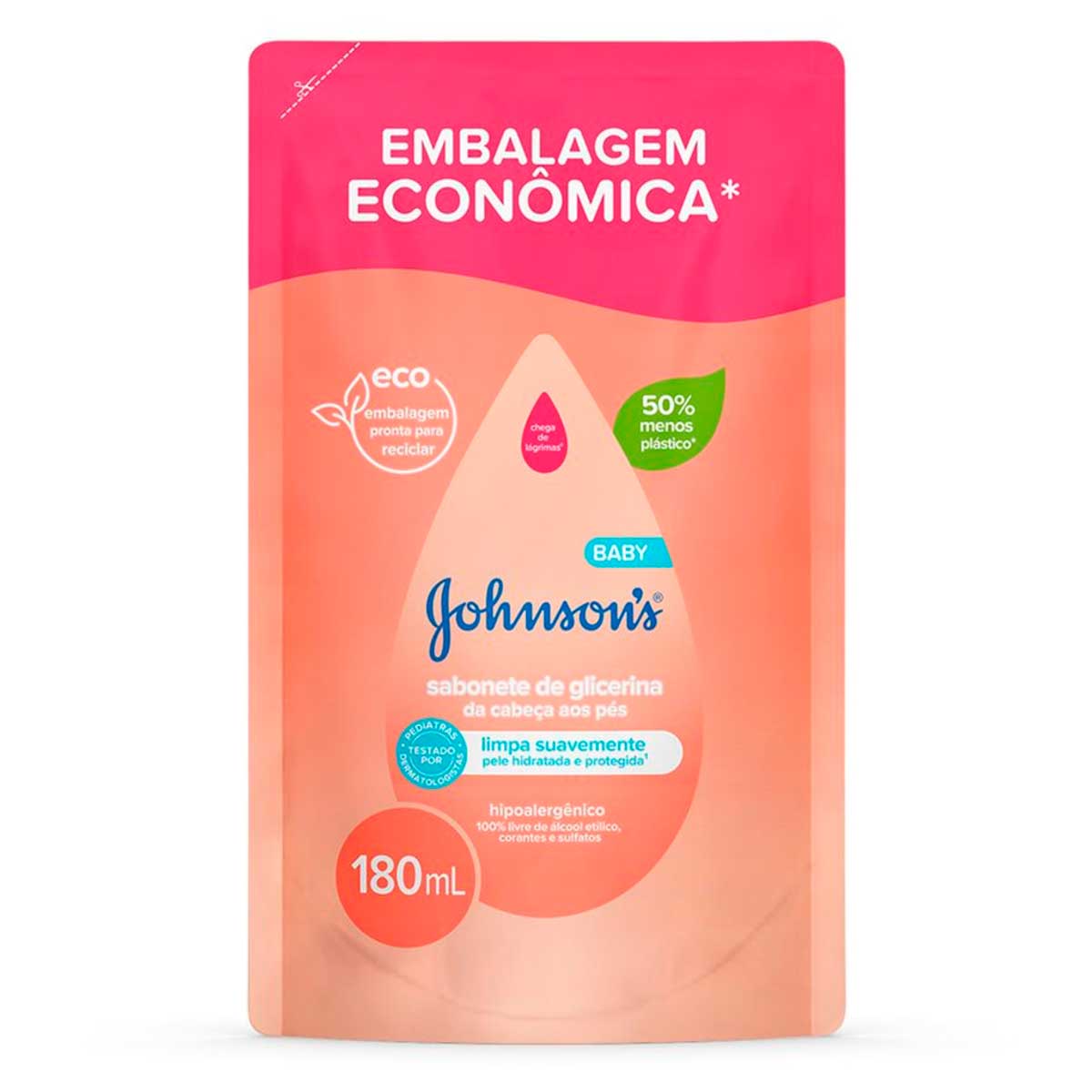 Sabonete Liquido de Glicerina Johnson's Baby Da Cabeca aos Pes Refil 180 ml