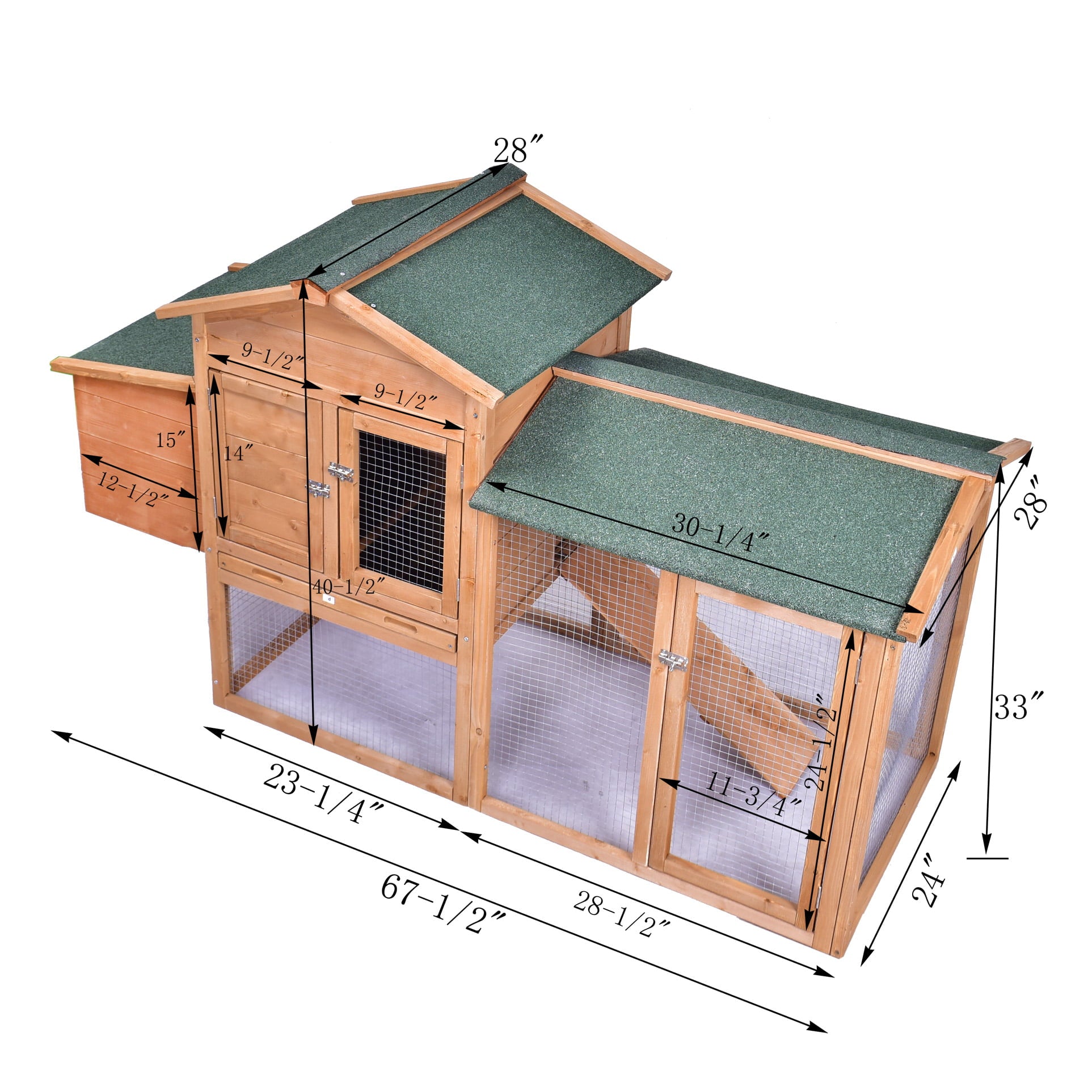 Outdoor Wooden Chicken Coop for 2-3 Chickens Hen House 67