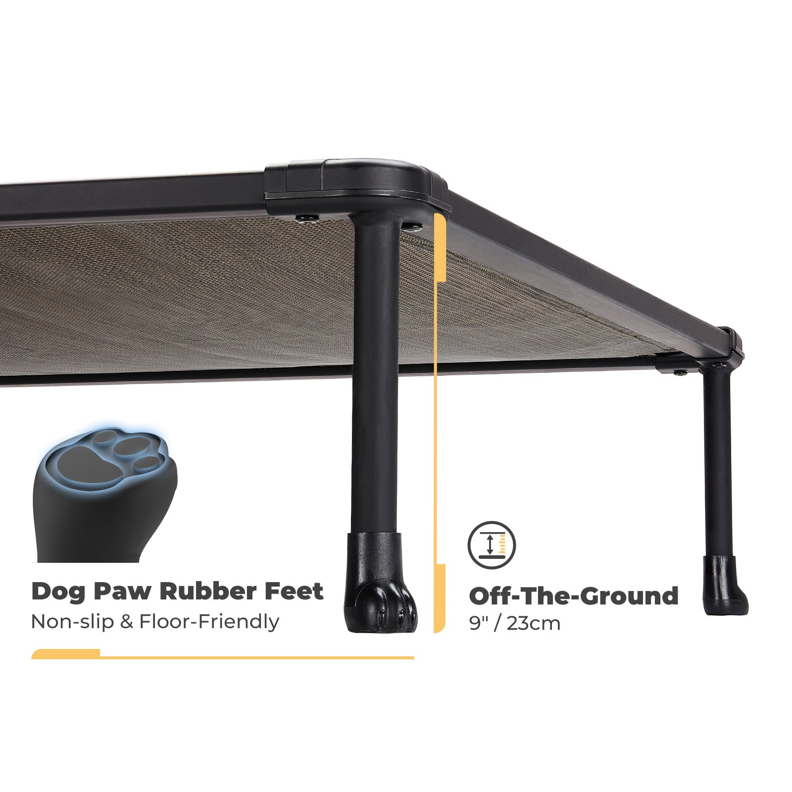 Veehoo Chewproof Dog Bed， Cooling Raised Dog Cots with Black Metal Frame， X Large， Brown