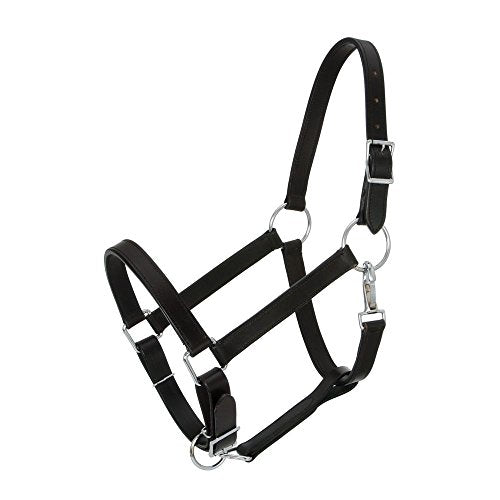 Tough1 Leather Draft Stable Halter Black