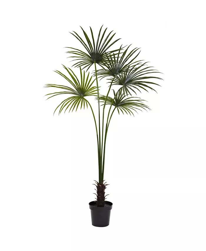 Nearly Natural 7' Fan Palm UV-Resistant Indoor Outdoor Tree