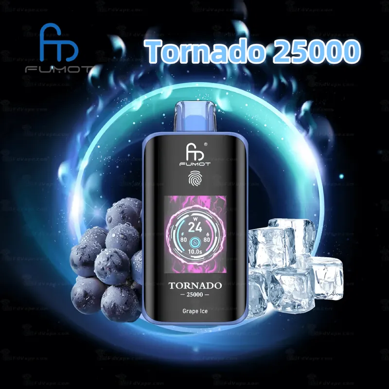 🧊 Fumot Tornado 25K – Disposable Vape with Dual Mesh Coil & LED Display 🍓🥭🍏