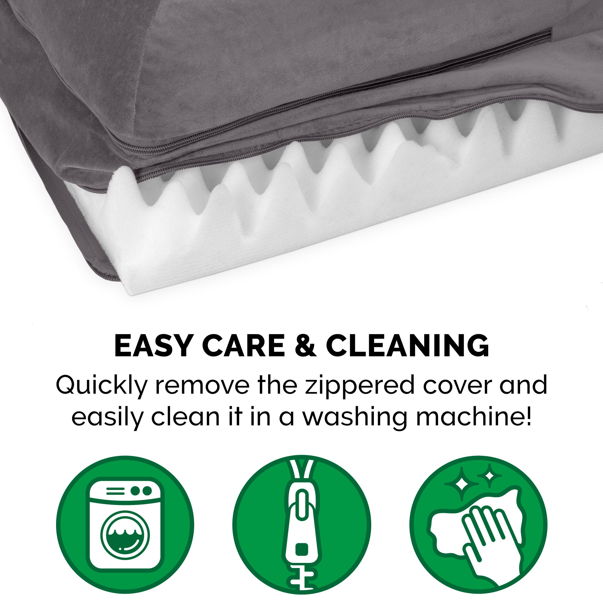 FurHaven | Deluxe Orthopedic Plush and Velvet L-Chaise Lounge Pet Bed for Dogs and Cats， Platinum Gray， Medium