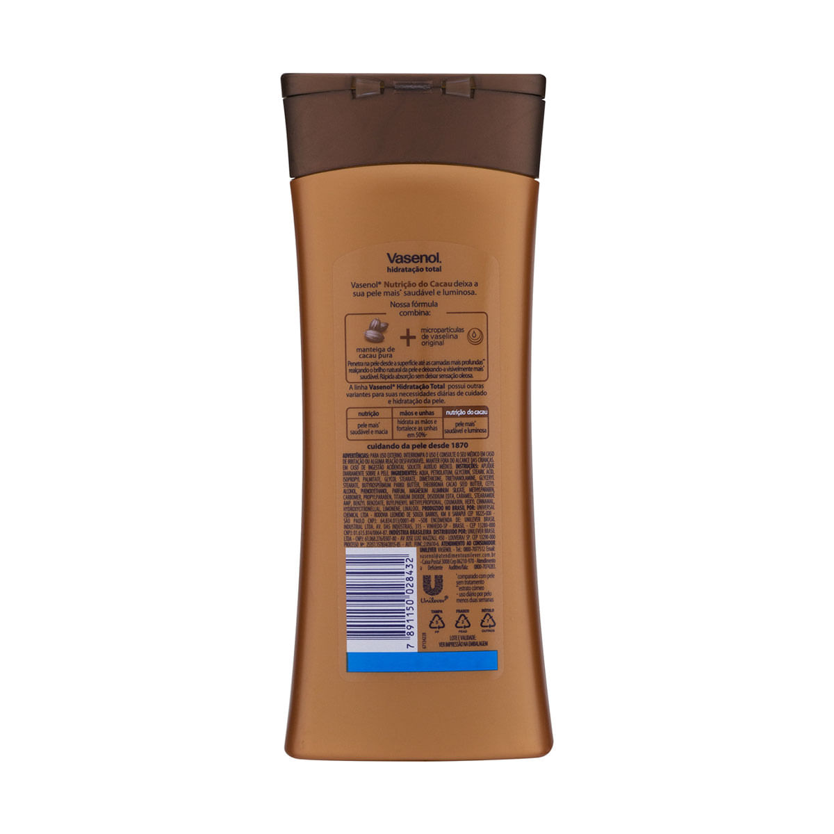 Locao Hidratante Corporal Vasenol Hidratacao Total Nutricao do Cacau  400ml