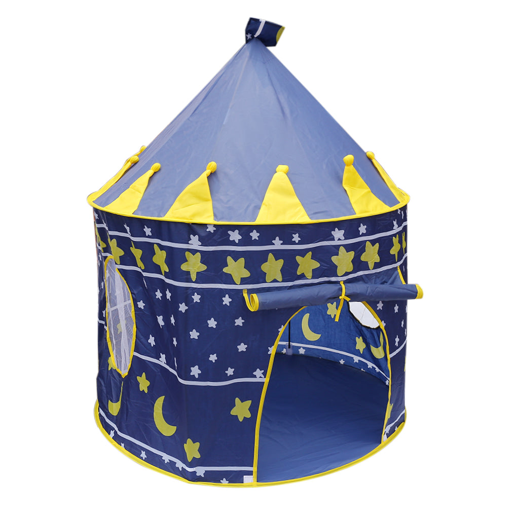 Kids Play Tent Indoor Outdoor - for Boys Girls Baby Toddler Playhouse Prince House Castle Blue Foldable Tents with Carry Blue