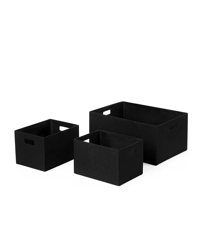 Baum Linen Look Covered Cardboard Rectangle Storage Bins， Set of 3
