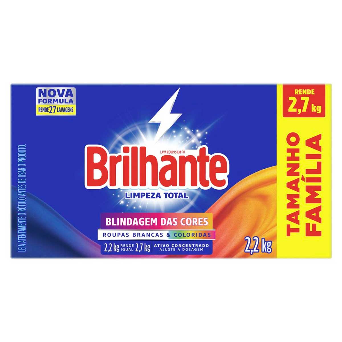 Sabao em Po Brilhante Limpeza Total 2,2Kg Tamanho Familia