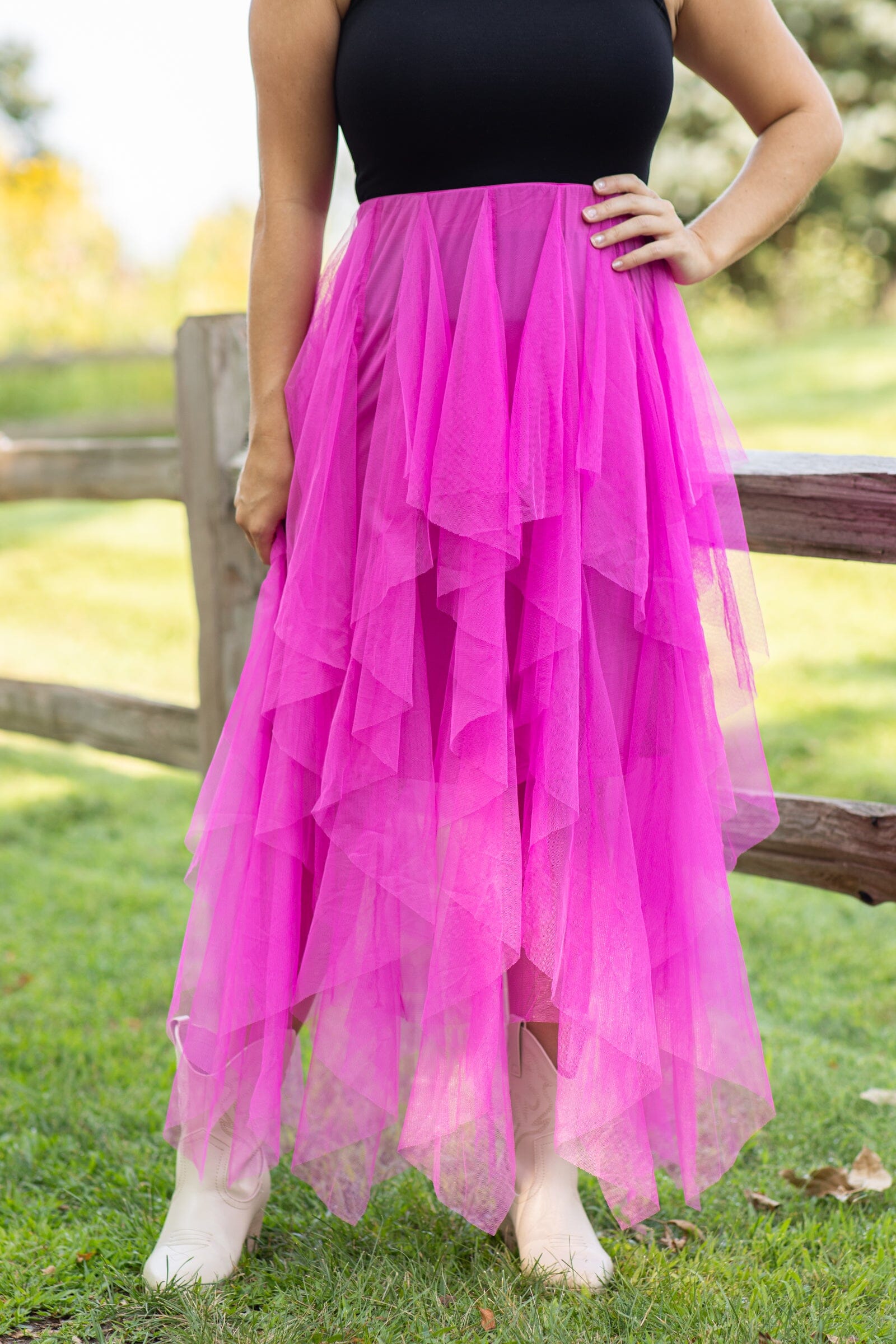 Fuchsia Tulle Maxi Skirt
