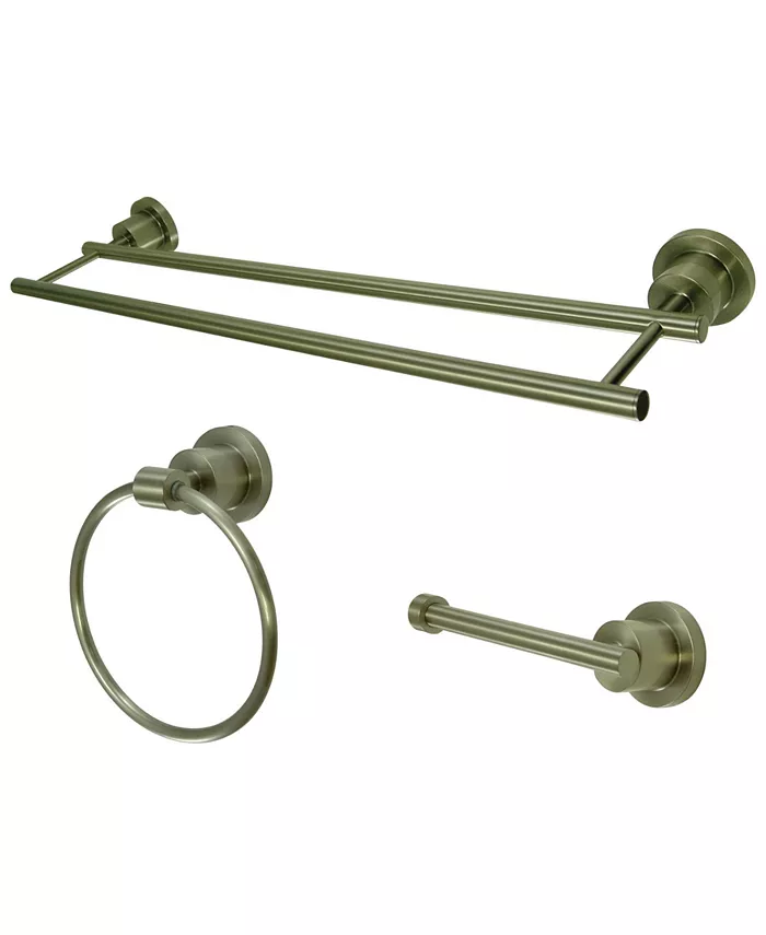 Kingston Brass Concord 3-Pc. Dual Towel Bar Bathroom Accessories Set in Brushed Nickel