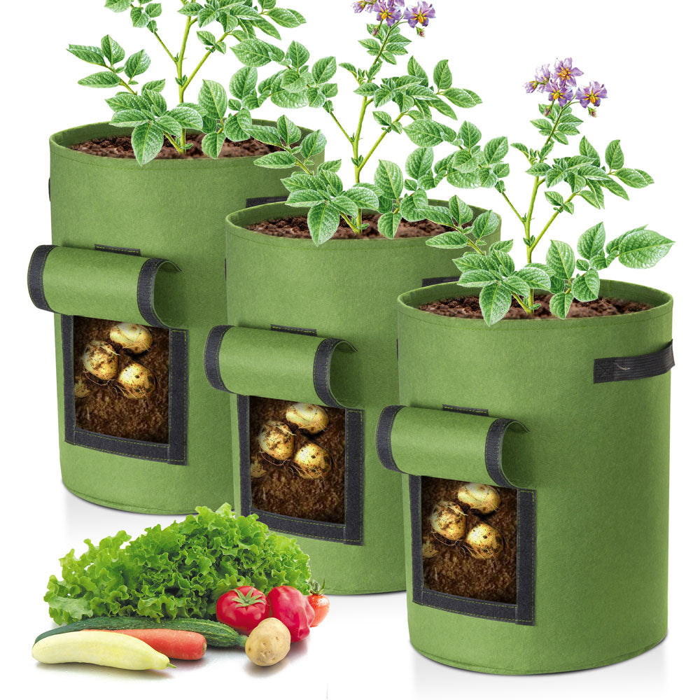 Yescom Pack of 3 10 Gallon Potato Grow Bags Fabric Pots w/ Handles