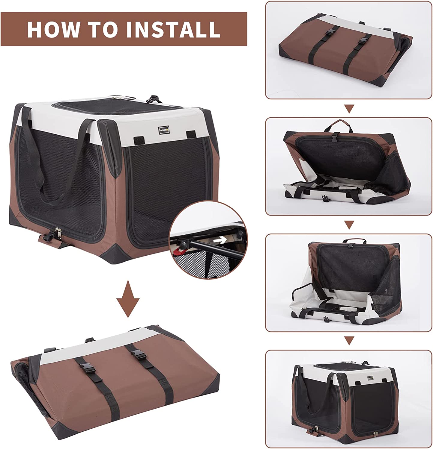 Dog Crates for Medium Dogs， Portable Collapsible Three Door Dog Kennel and Houses， Soft-Sided Cage for Indoor Training and Outdoor Travel with Pad (Medium (36