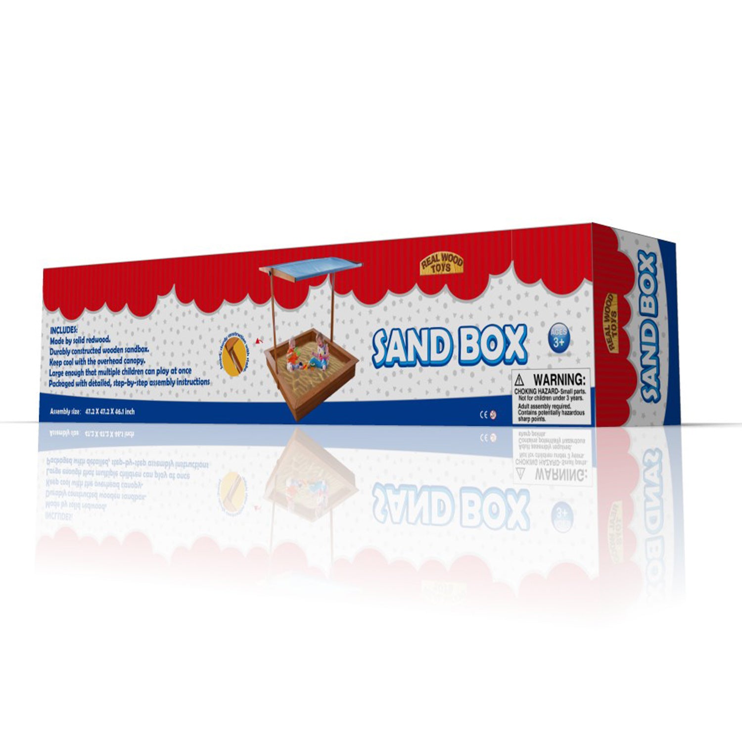 Homeware Red Hemlock Sand Box with Canopy - Ages 3 Years and up